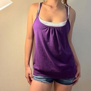 Weavers Women's Purple Ring Back Tank Top with Built-in White Camisole